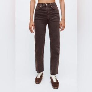 Re/Done 70s Ultra High Rise Stove Pipe in Washed Chocolate